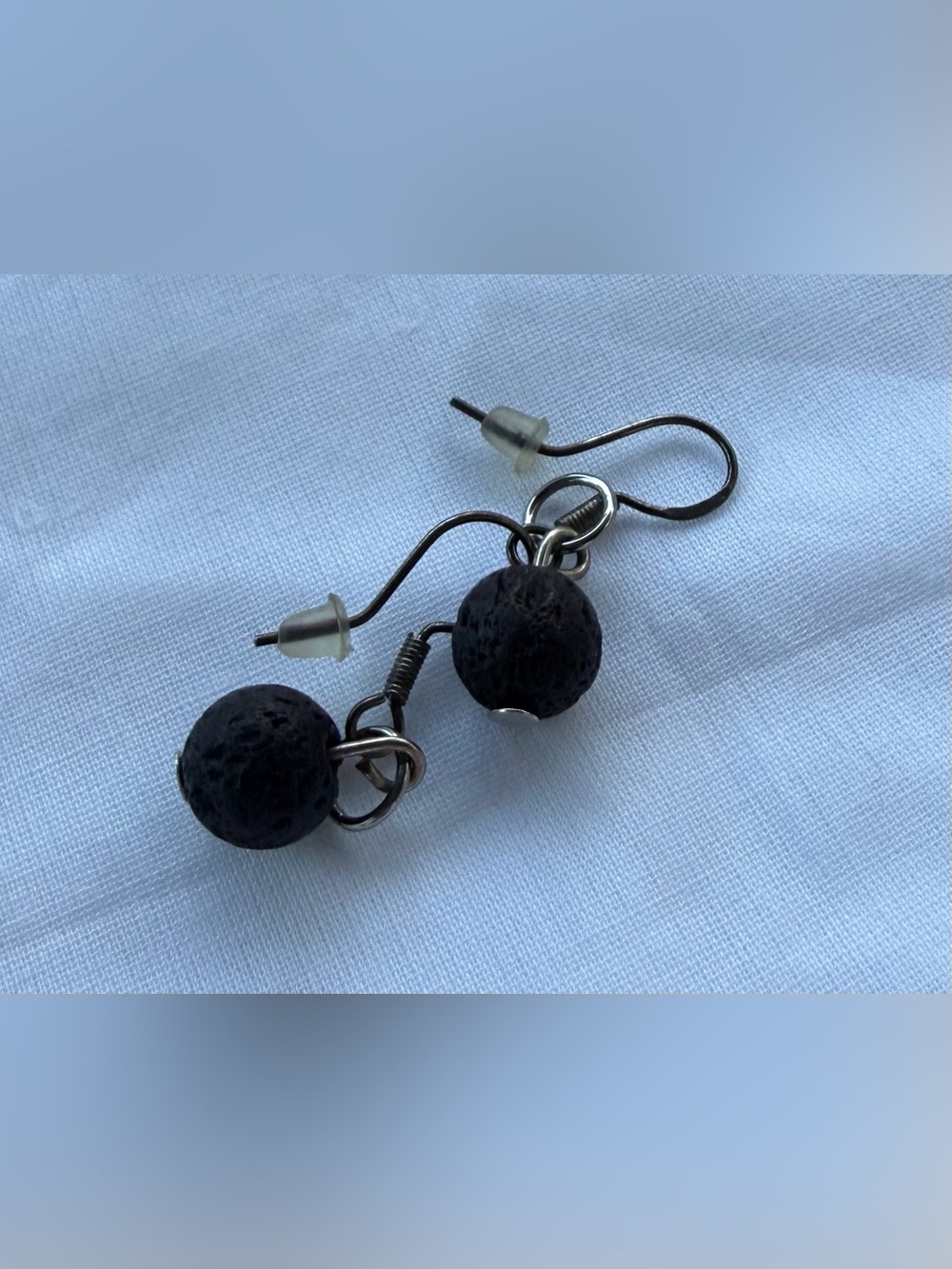 Black Lava Stone Dangly Earrings